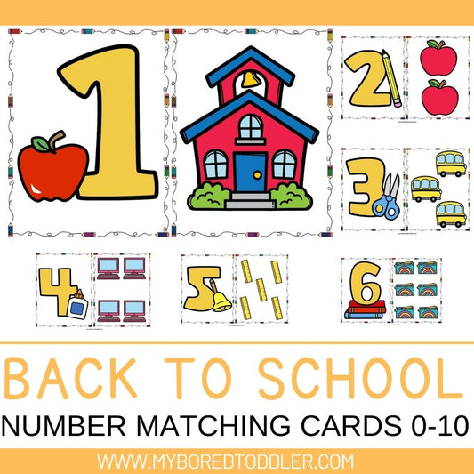 Back to School Number Matching Cards 0-10