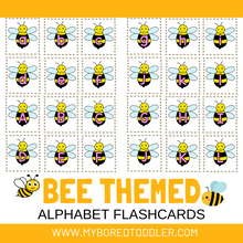 Load image into Gallery viewer, BEE themed alphabet flashcards Lowercase &amp; Uppercase
