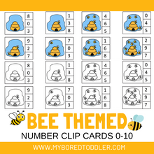 Load image into Gallery viewer, BEE themed counting clip cards 0-10 Color &amp; Black and White
