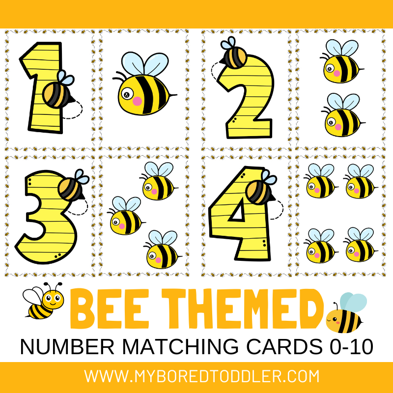 BEE themed number matching cards 0-10