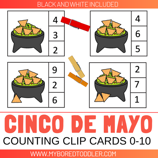 Cinco De Mayo Counting Clip Cards Numbers 0-10 Guacamole