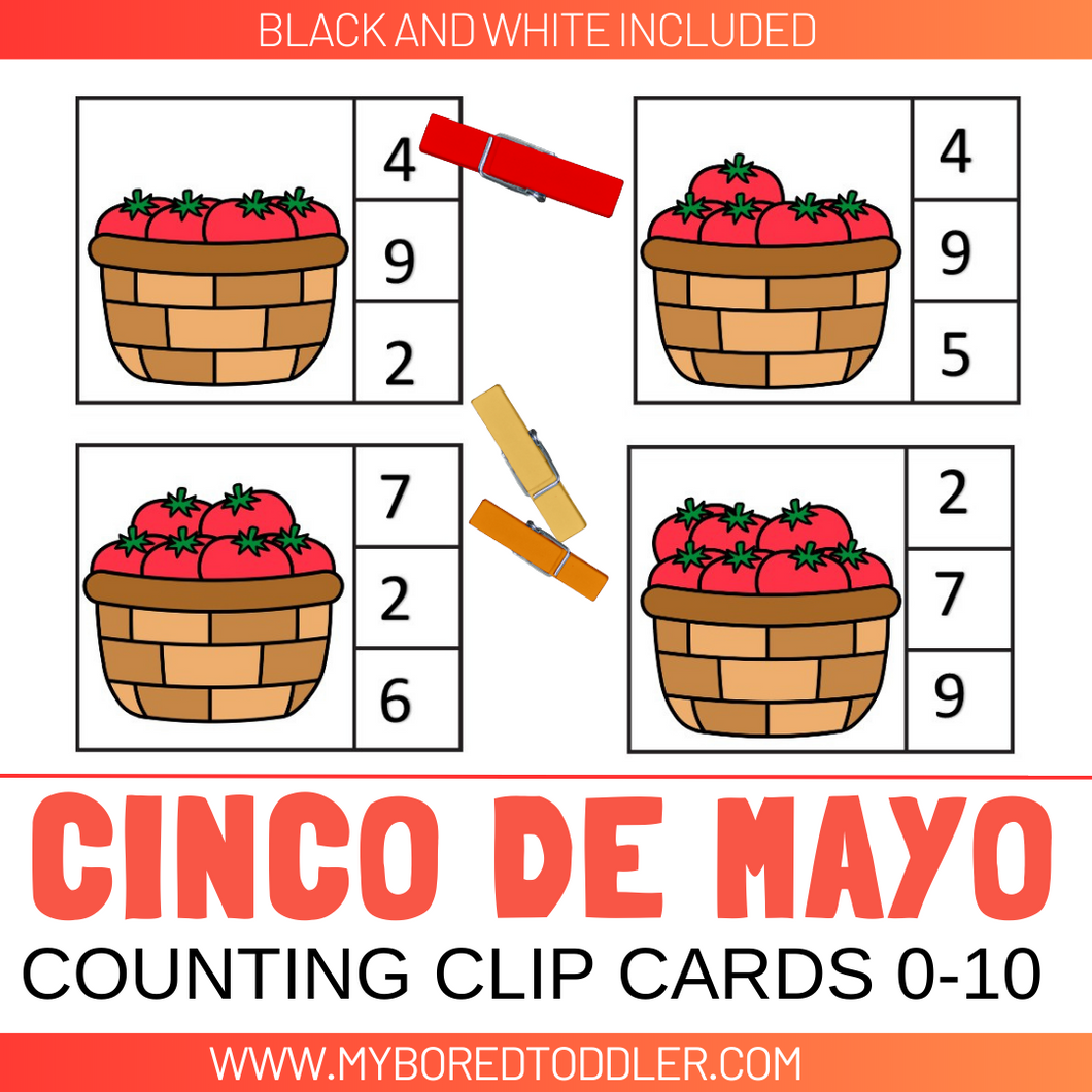 CINCO DE MAYO Counting Clip Cards Numbers 0-10 Tomatoes