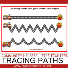 Load image into Gallery viewer, Fire Fighters Tracing Paths  - Community Helpers
