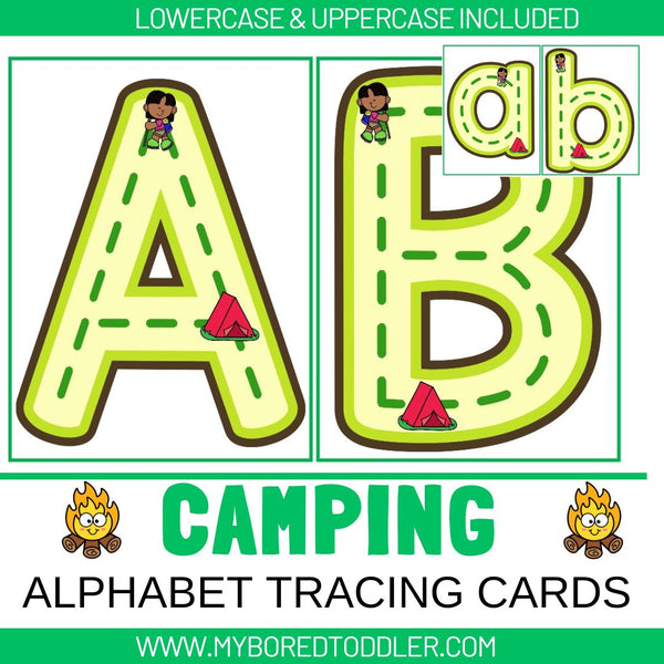 Camping Alphabet Tracing Sheets - Uppercase & Lowercase – My Bored Toddler