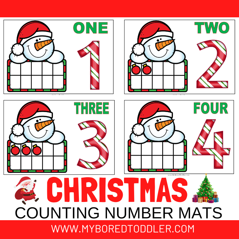 Christmas Ten Frame Counting Mats 0 - 10 2 styles included
