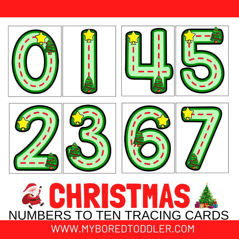 Christmas Number Tracing Cards 0 - 10 large