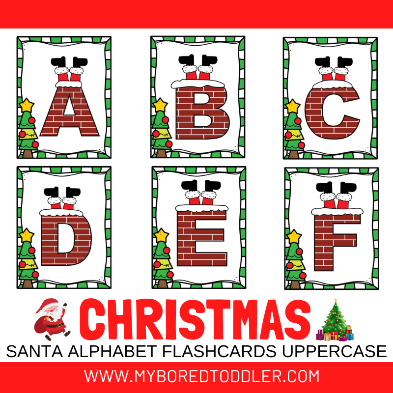 Christmas Santa Alphabet Flashcards Uppercase Color