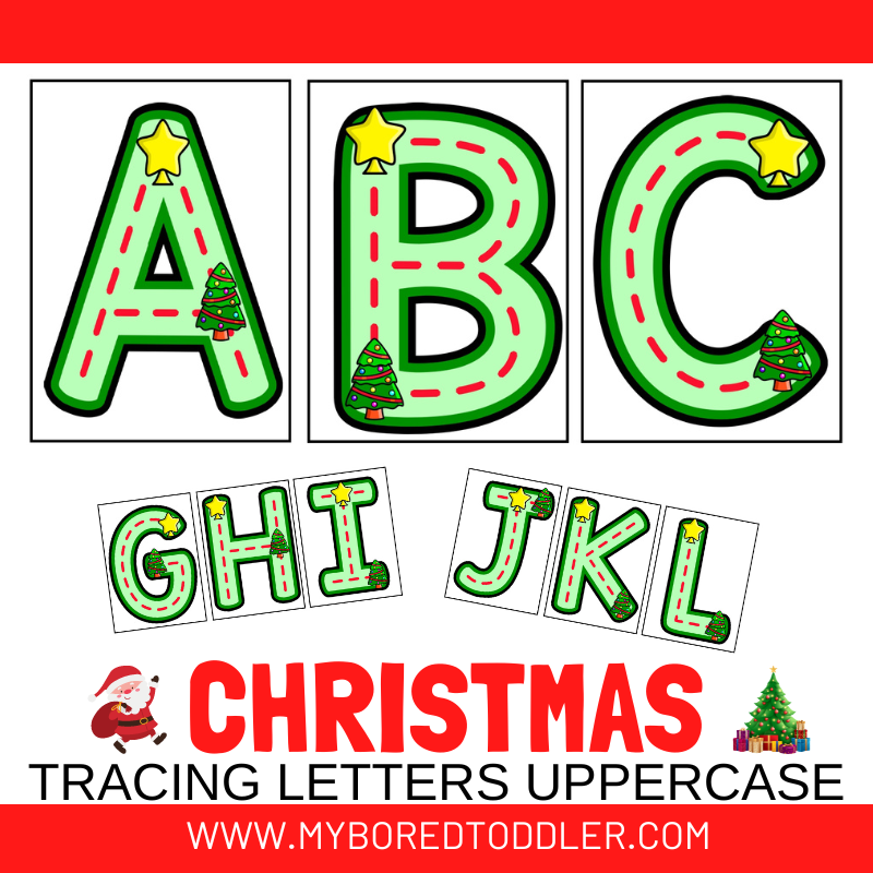 Christmas Alphabet Tracing Cards Uppercase