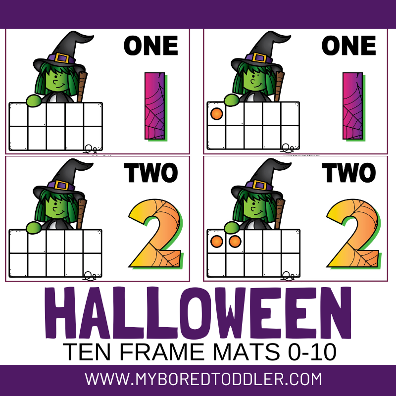 Halloween Ten Frame Counting Mats - Witch themed - 0 - 10 2 Styles Included