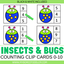 Load image into Gallery viewer, Insects &amp; Bugs Counting Clip Cards 0-10
