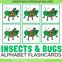 Load image into Gallery viewer, Insects &amp; Bugs Grasshopper Alphabet Flashcards Lowercase &amp; Uppercase
