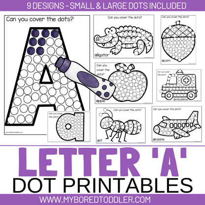 ALPHABET A to Z Dot Printable Bundle - 26 Letters Included