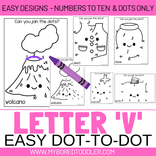 Alphabet - Letter V Dot-to-Dot - 2 Designs