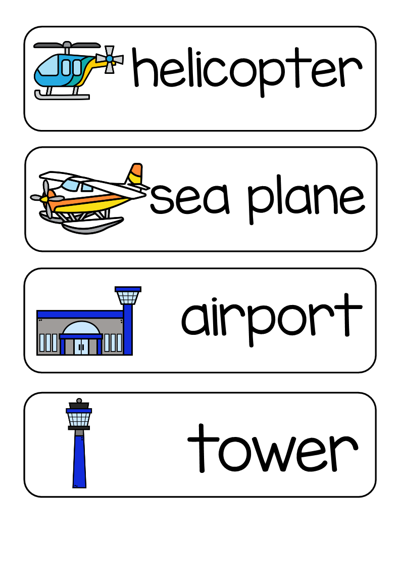 Transport Plane & Airport Word Wall Printable