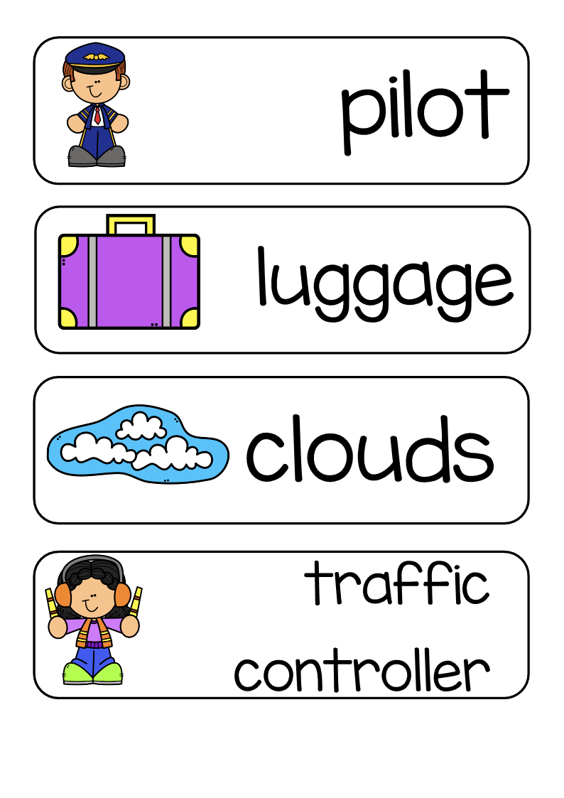 Transport Plane & Airport Word Wall Printable