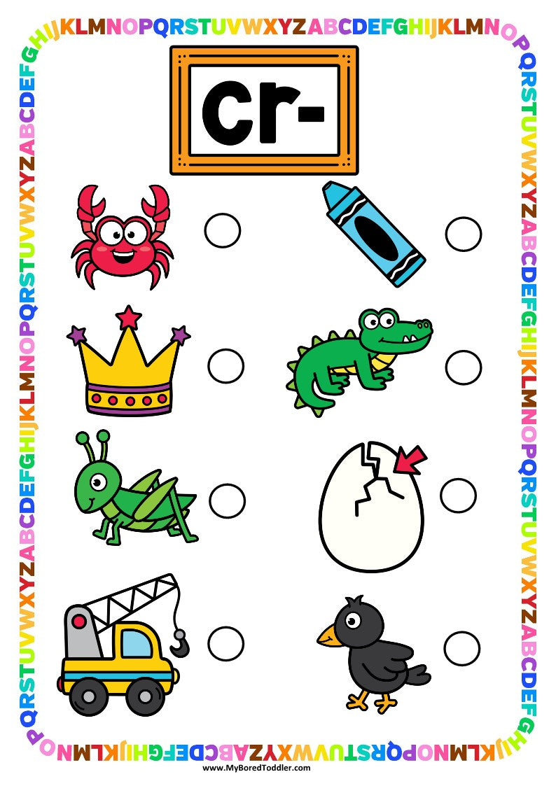 Beginning Blends 'CR' Alphabet Scavenger Hunt / Treasure Hunt