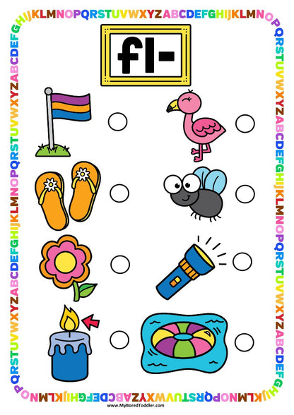 Beginning Blends 'FL' Alphabet Scavenger Hunt / Treasure Hunt