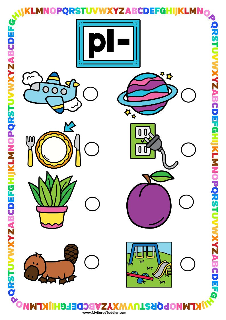 Beginning Blends 'PL' Alphabet Scavenger Hunt / Treasure Hunt