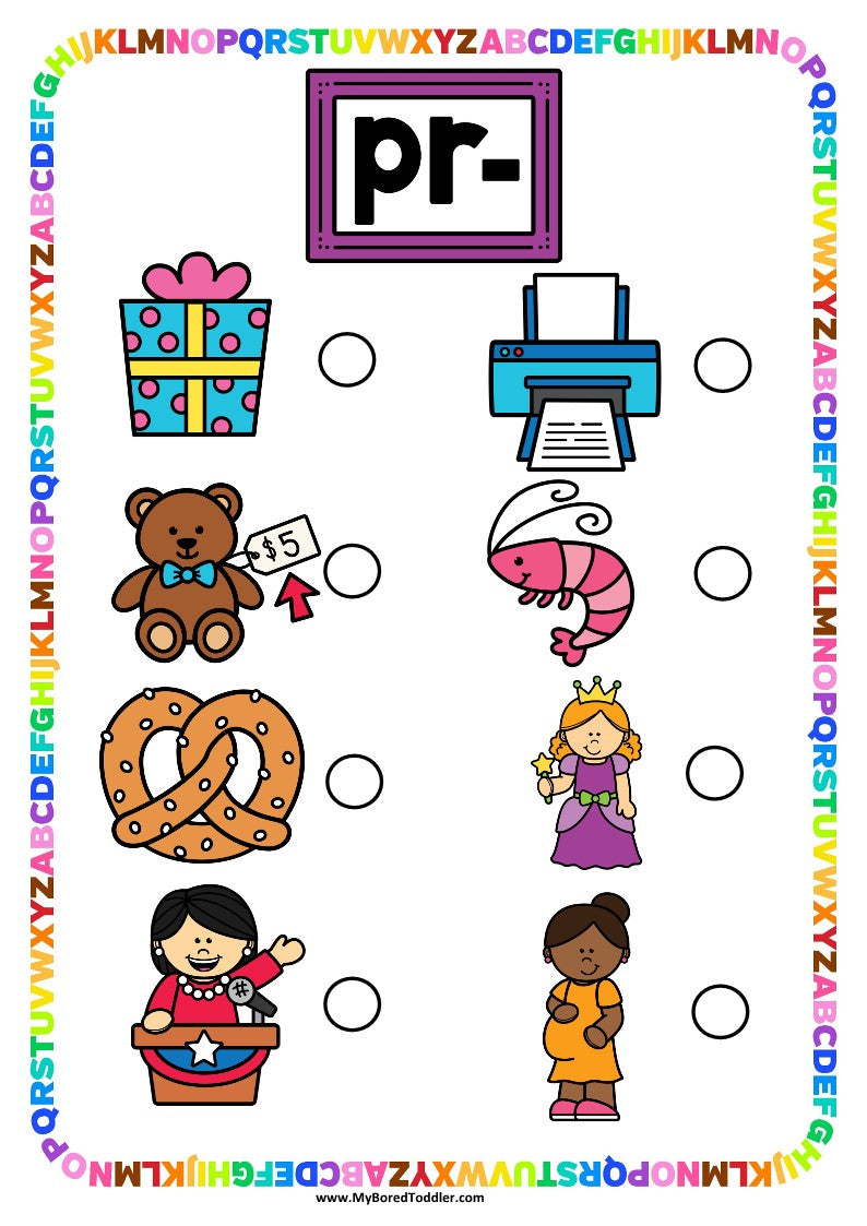 Beginning Blends 'PR' Alphabet Scavenger Hunt / Treasure Hunt