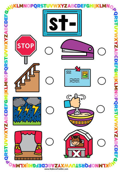 Beginning Blends 'ST' Alphabet Scavenger Hunt / Treasure Hunt