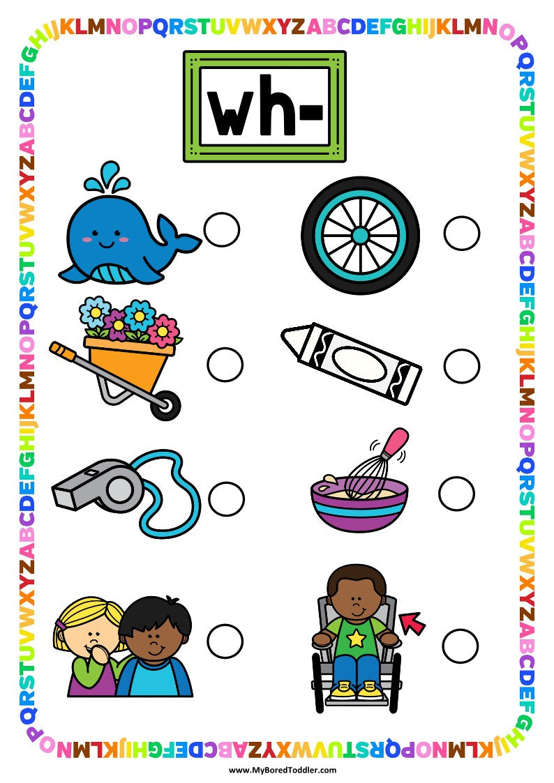 Beginning Digraphs 'WH' Alphabet Scavenger Hunt / Treasure Hunt