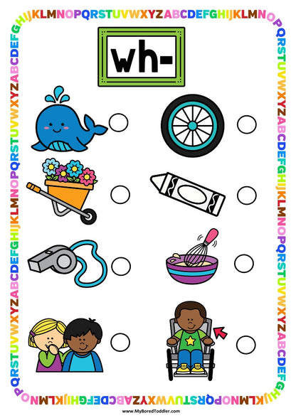Beginning Digraphs 'WH' Alphabet Scavenger Hunt / Treasure Hunt