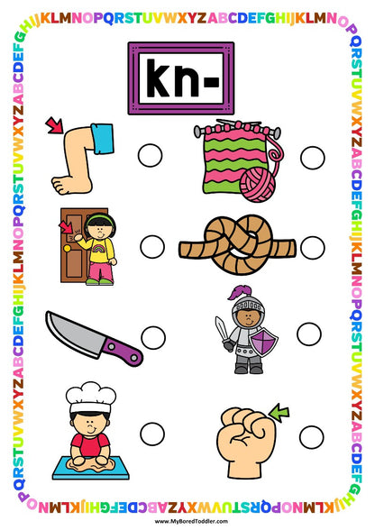 Beginning Digraphs 'KN' Alphabet Scavenger Hunt / Treasure Hunt