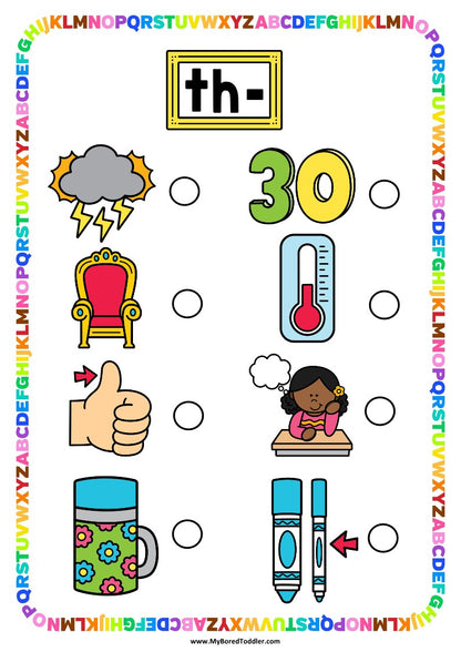 Beginning Digraphs 'TH' Alphabet Scavenger Hunt / Treasure Hunt