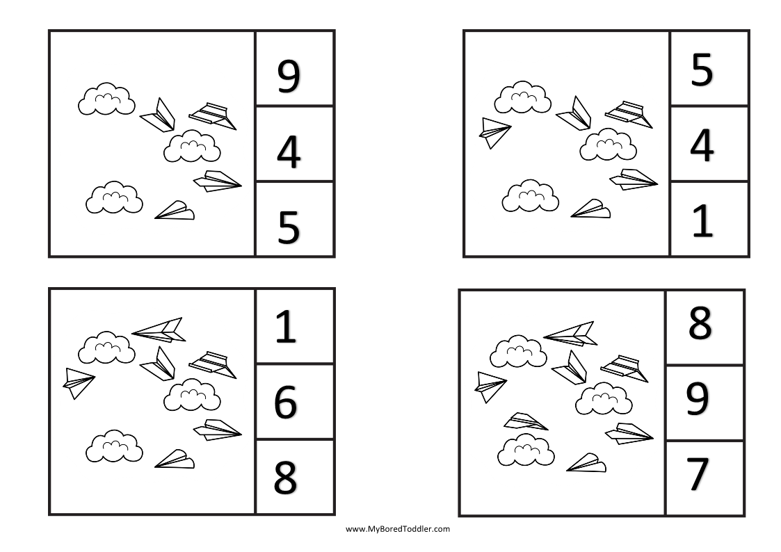 Transport Planes Counting Clip Cards 0-10