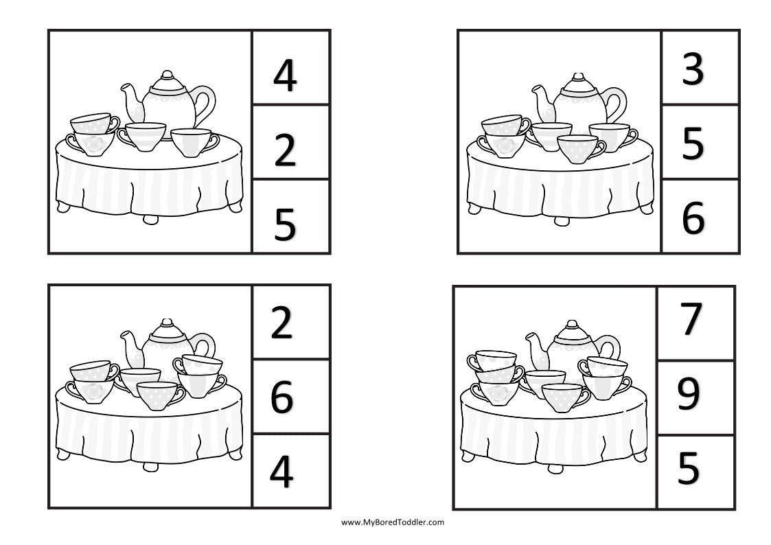 Fairy Tales - Alice In Wonderland - Counting Clip Cards 0-10