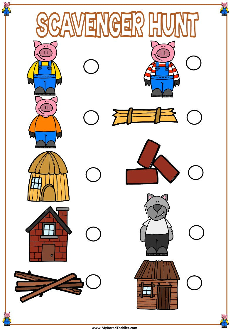 The Three Little Pigs - FAIRY TALES - Scavenger Hunt / Treasure Hunt