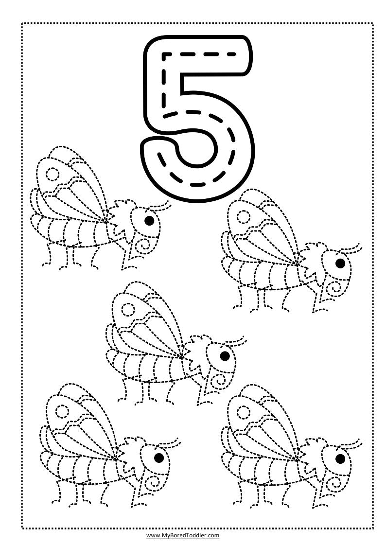Insects & Bugs  Tracing Sheets - Numbers 0-10