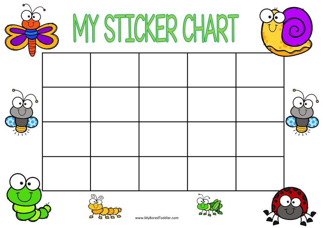 Insect Sticker Chart Insects & Bugs Reward Sticker Chart – My Bored Toddler
