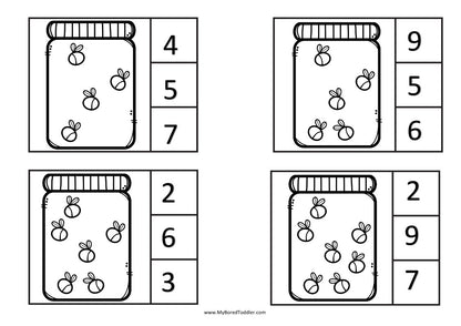 Insects & Bugs Counting Clip Cards 0-10 Bugs in Jar