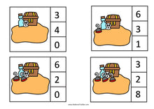 Load image into Gallery viewer, PIRATES Counting Clip Cards Treasure on Island Numbers 0-10
