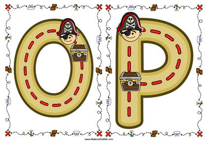 PIRATES Alphabet Tracing Cards Lowercase & Uppercase