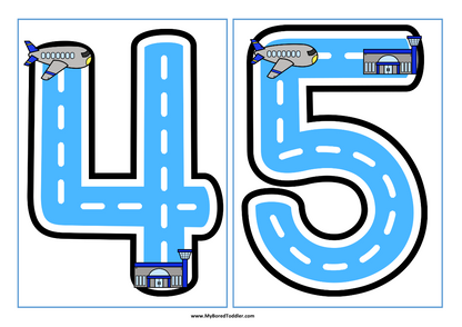 Transport Planes Number Tracing Cards 0-10