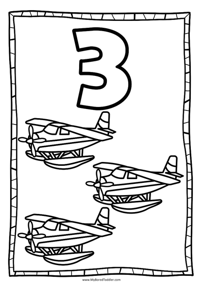 Planes Number Coloring Pages 0-10