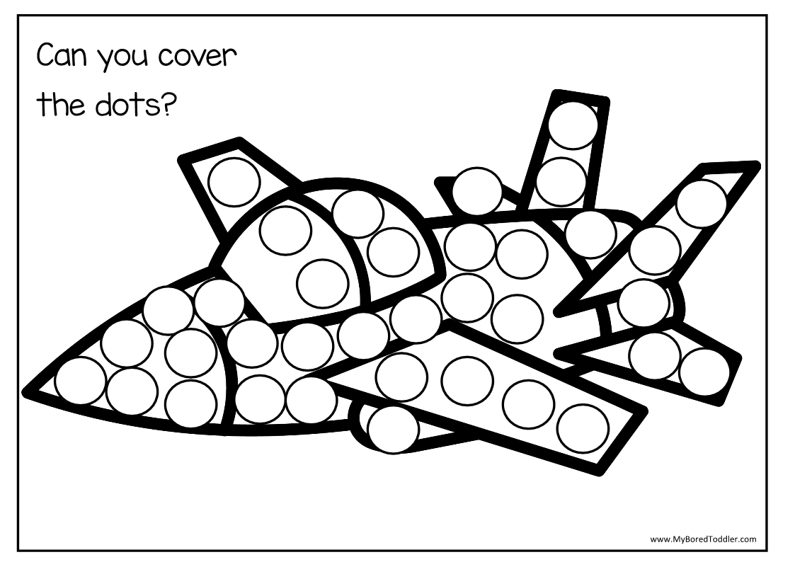 Planes Dot Printables x 4 - Dab a Dot Small and Large Dots