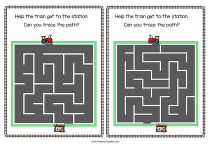 Transport Train Maze Sheets