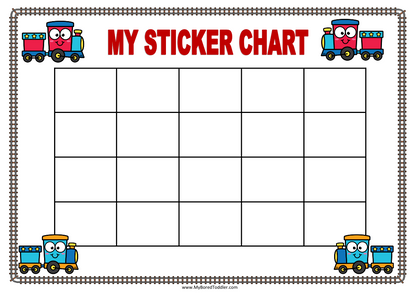 Trains Transport Reward Sticker Chart