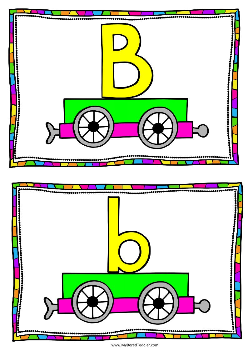 Transport Train Alphabet Matching Cards - Uppercase & Lowercase