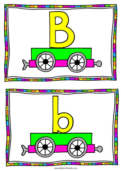Transport Train Alphabet Matching Cards - Uppercase & Lowercase