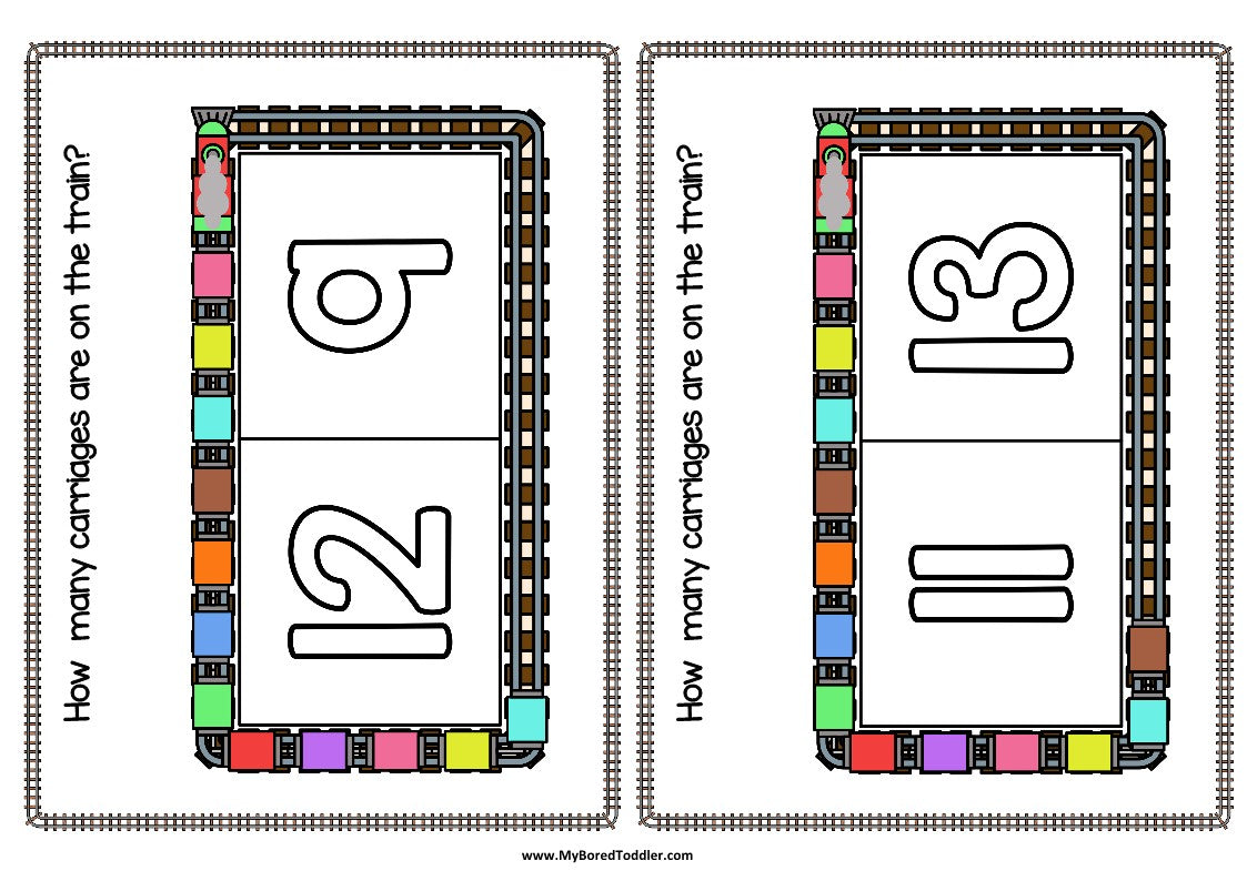 Number Counting Cards - 0-20 Trains / Transport