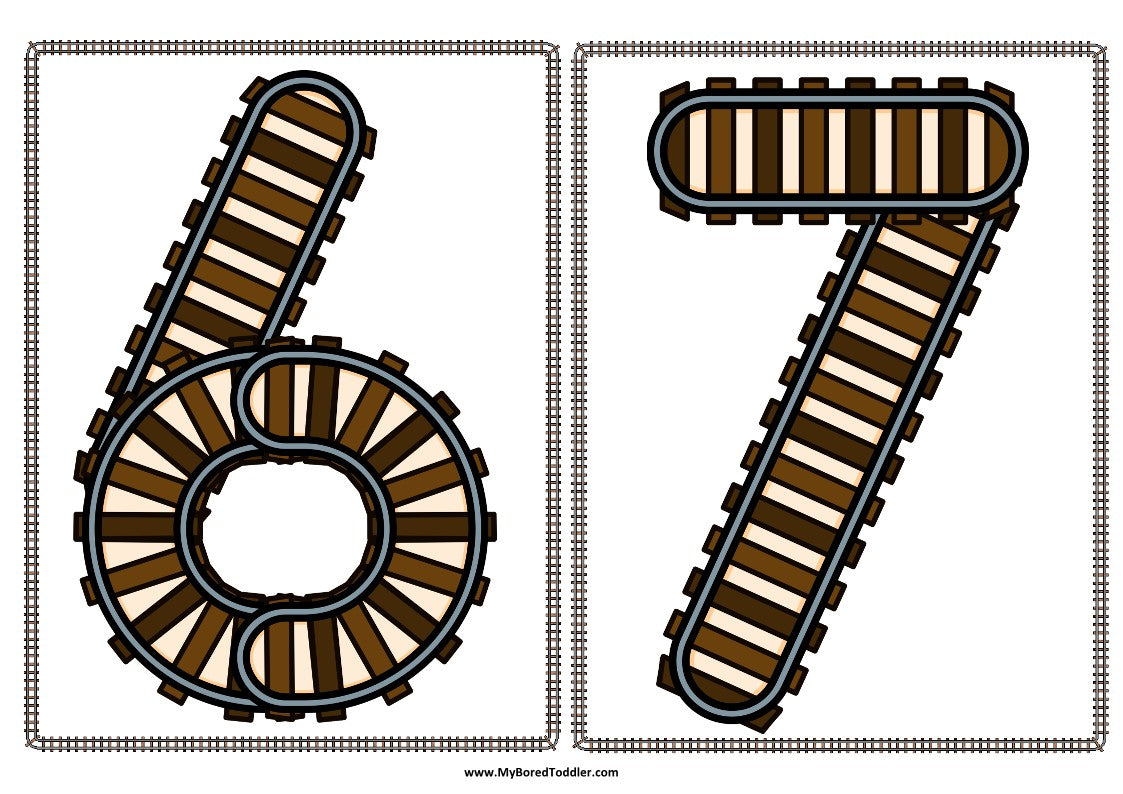 Transport Train Track Number Tracing Cards 0-10