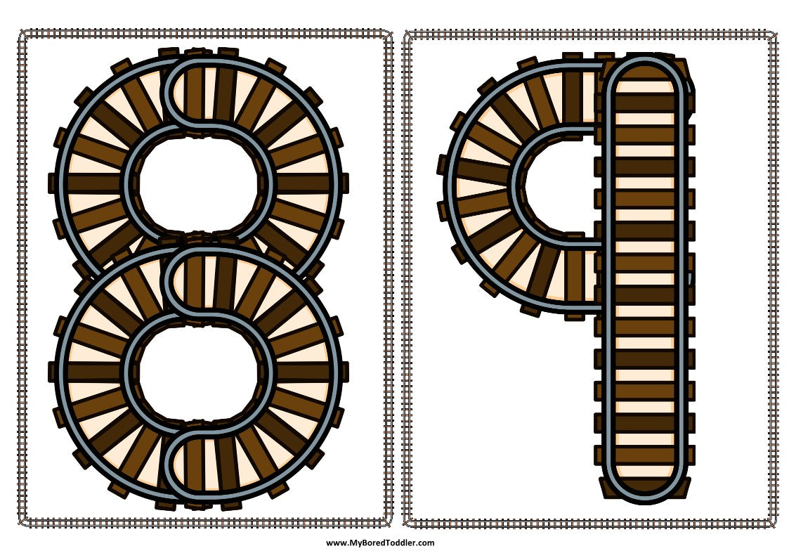 Transport Train Track Number Tracing Cards 0-10