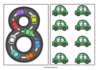 Number Matching Cards 0-10 - CARS / TRANSPORT