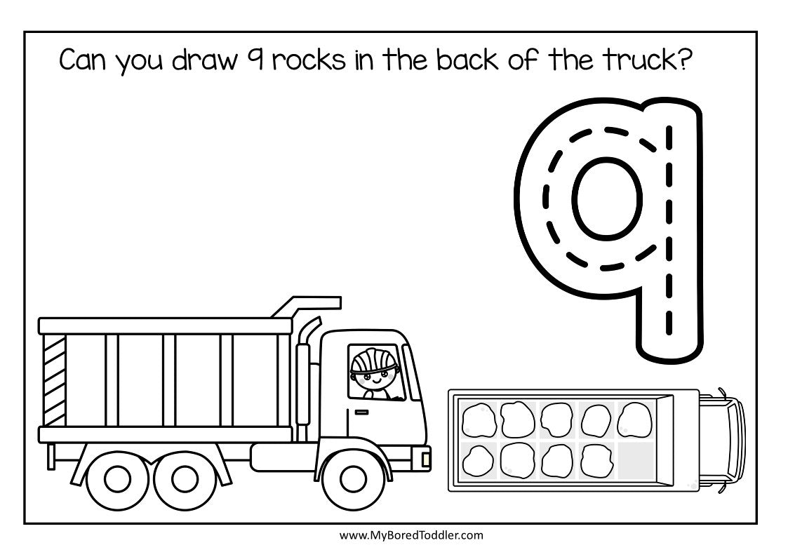 Transport Truck Counting Sheets - Numbers 0-10 Color Draw Count