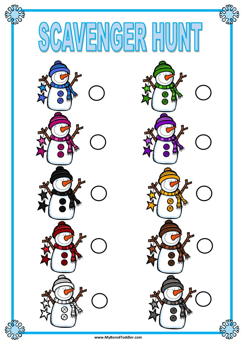 Snowman Winter Scavenger Hunt