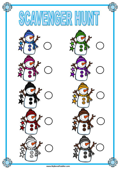 Snowman Winter Scavenger Hunt